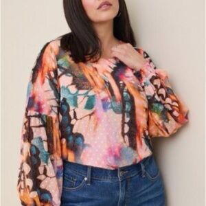 Torrid Clip Dot Abstract Blouse